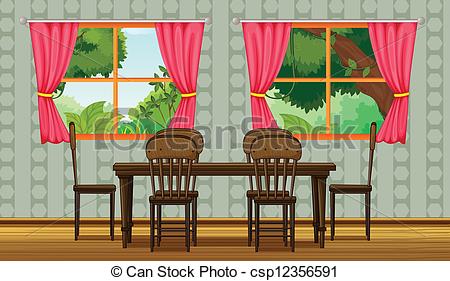 Vectors Of Colorful Dining Room   Illustration Of A Colorful Dining
