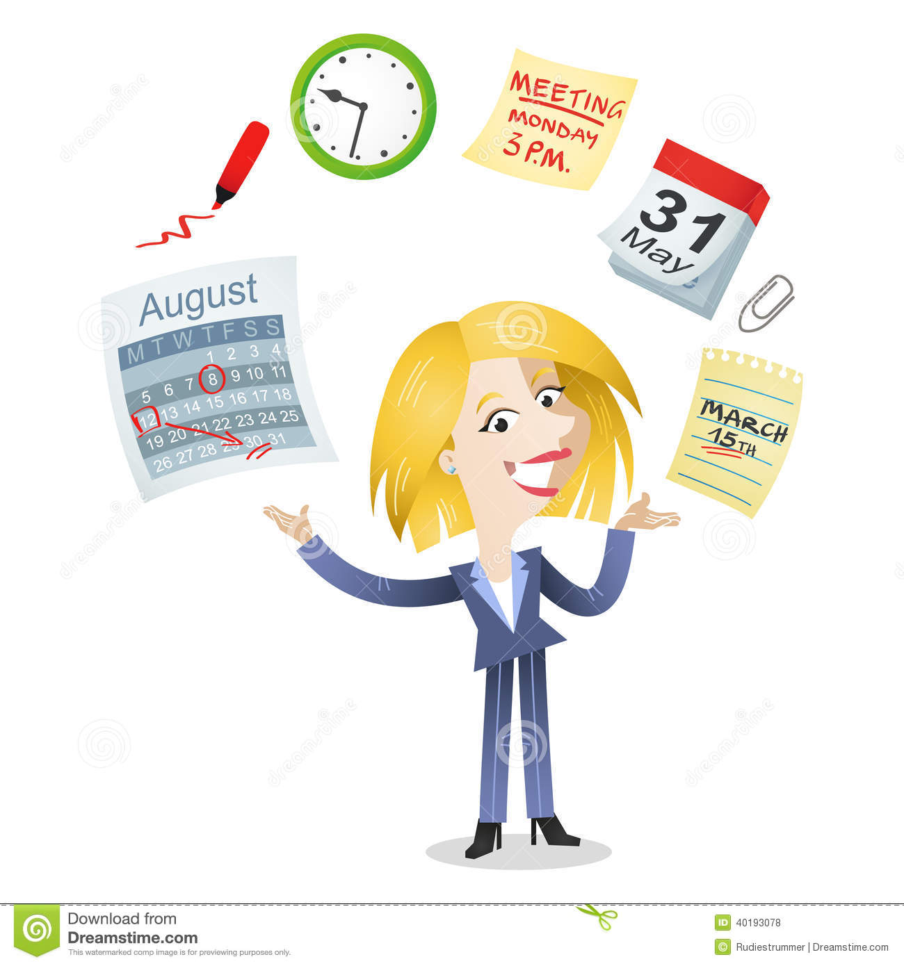 With Time Management Icons Of A Calendar Schedule Meeting Deadline