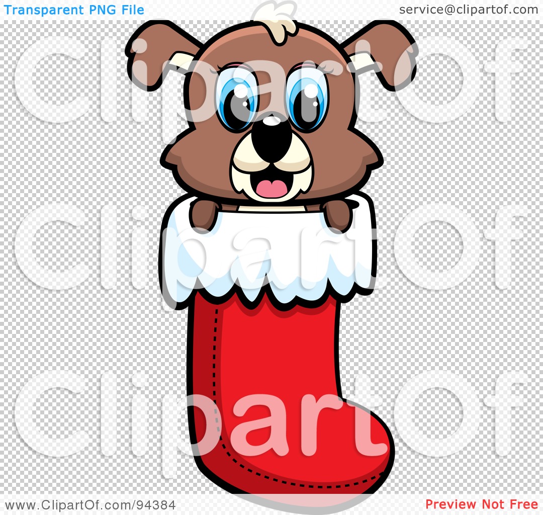 Clipart Illustration Of A Cute Puppy Dog Peeping Out Of A Christmas