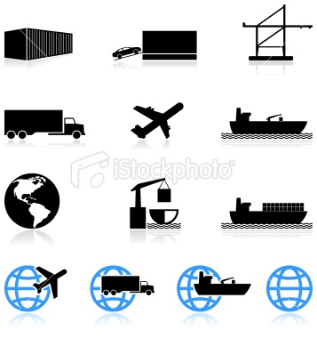 Commercial Freight Shipping Black And White Icon Set Jpg  357 380