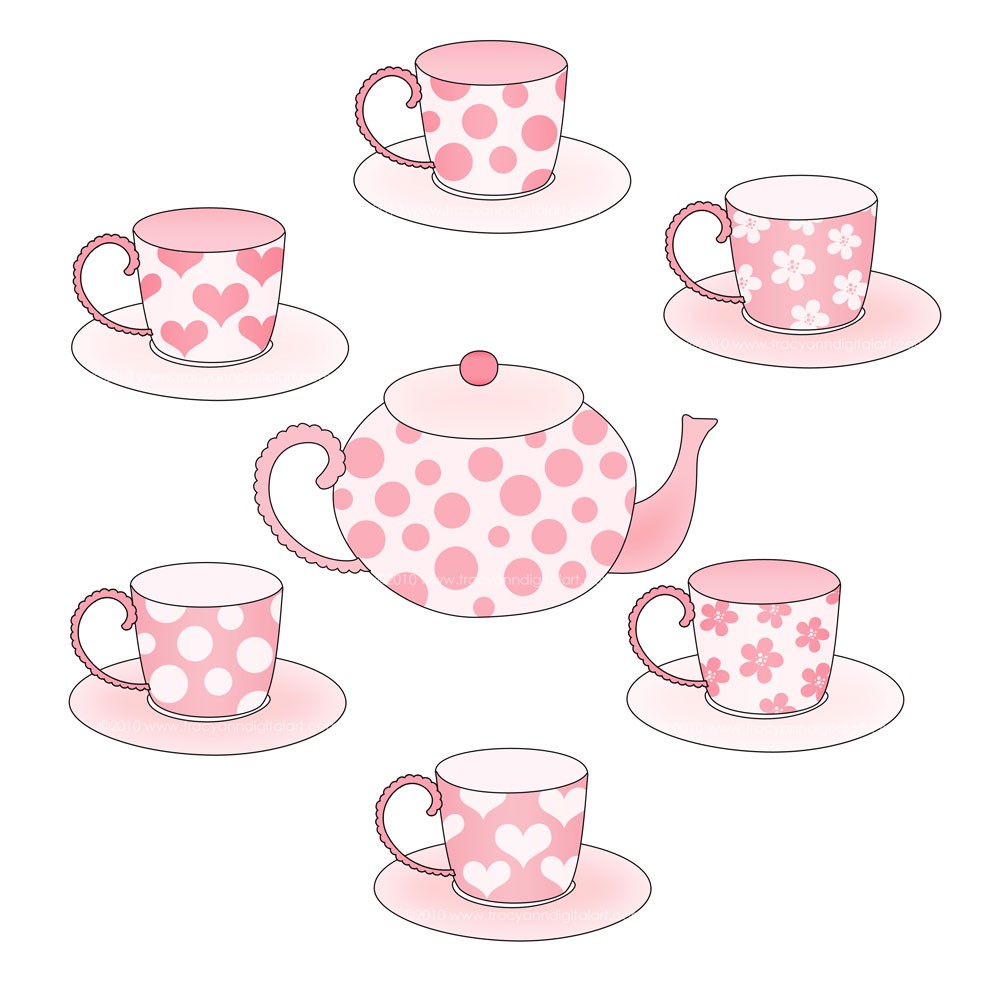 Pink Tea Party Tea Set Clip Art By Tracyanndigitalart On Etsy