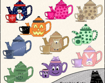 Tea Time Clipart And Graphic Set T Eapot Clipart Tea Clipart