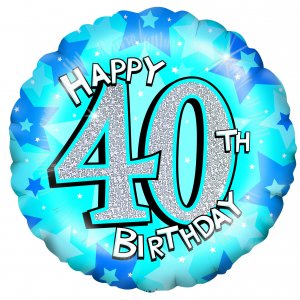 40th Birthday Balloon Blue Shimmer This 40th Birthday Balloon Is
