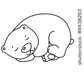 Little Cute Sleeping Bear Cartoon Line Art Coloring   Stock Vector