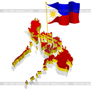 Map Of Philippines With National Flag   Vector Clipart