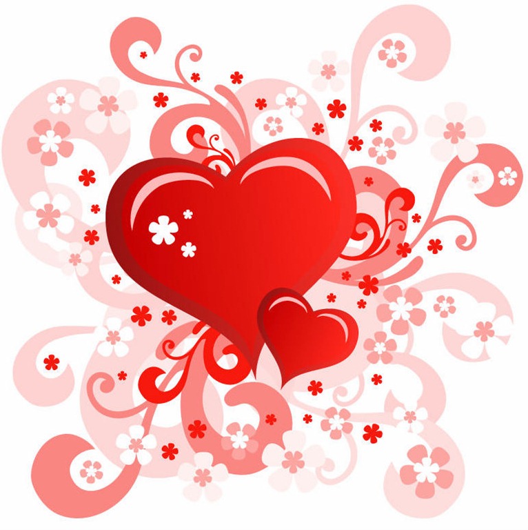 Valentine S Day Card With Swirl Floral Heart Design   Free Vector