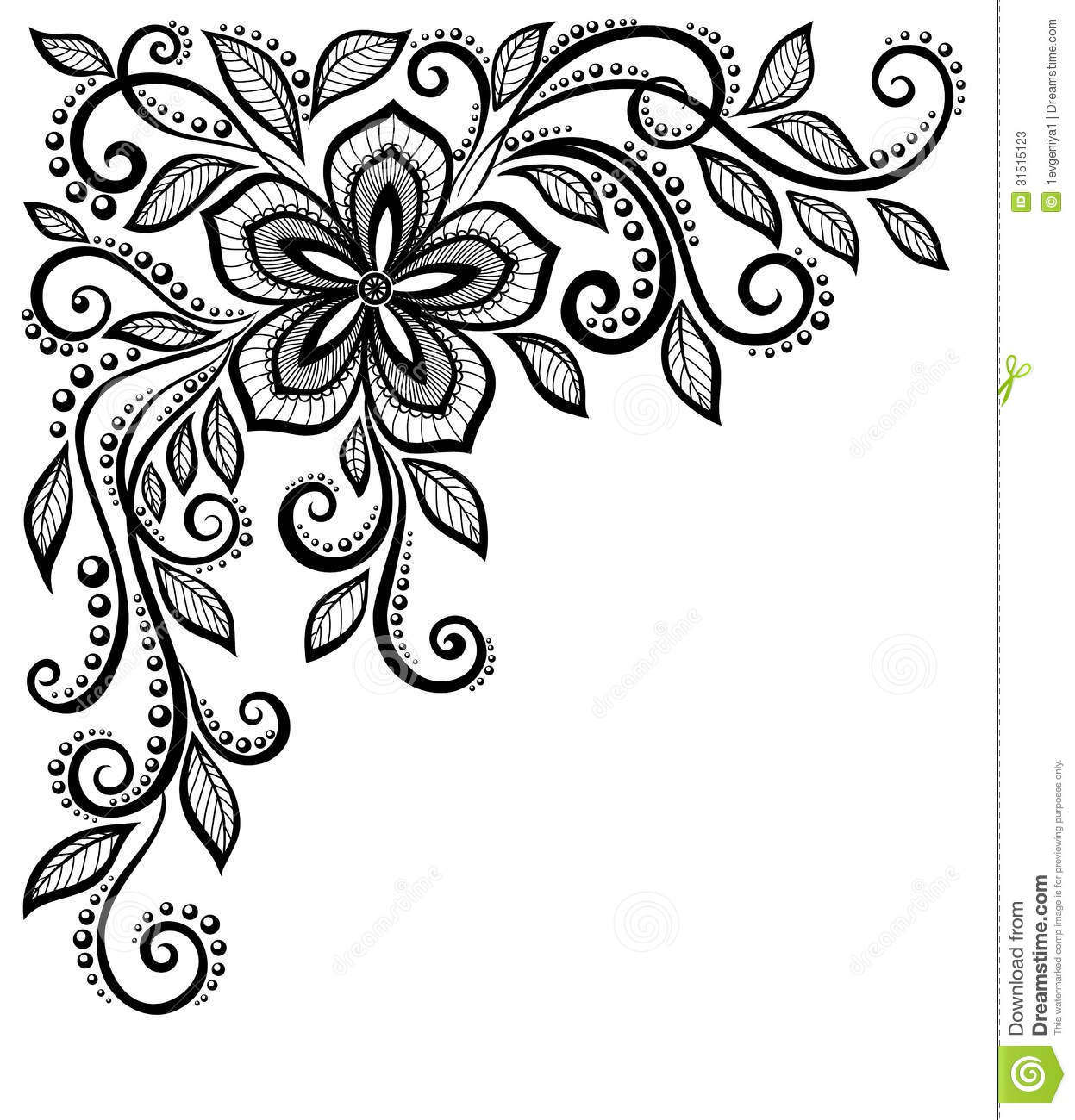 Beautiful Black And White Lace Flower In The Corner  With Space For