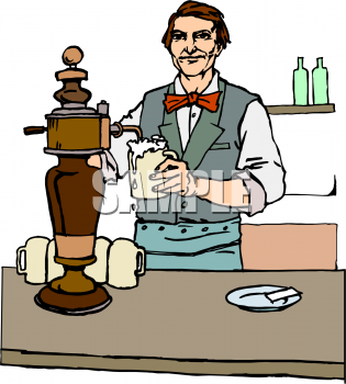 Clip Art Of A Man Pouring A Beer In A Pub   Foodclipart Com