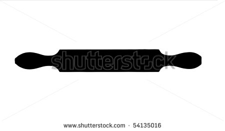 Silhouette Of A Rolling Pin Isolated On White Background Stock