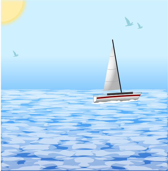 Sea Scene With Boat Clip Art At Clker Com   Vector Clip Art Online