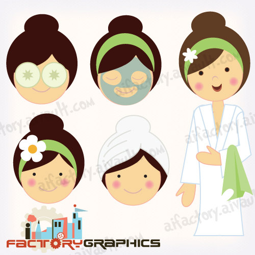 Spa Girl In Robes Clipart For Invitations  Graphic Design And Crafts    