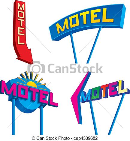 Motel Signs At    Csp4339682   Search Clipart Illustration Drawings