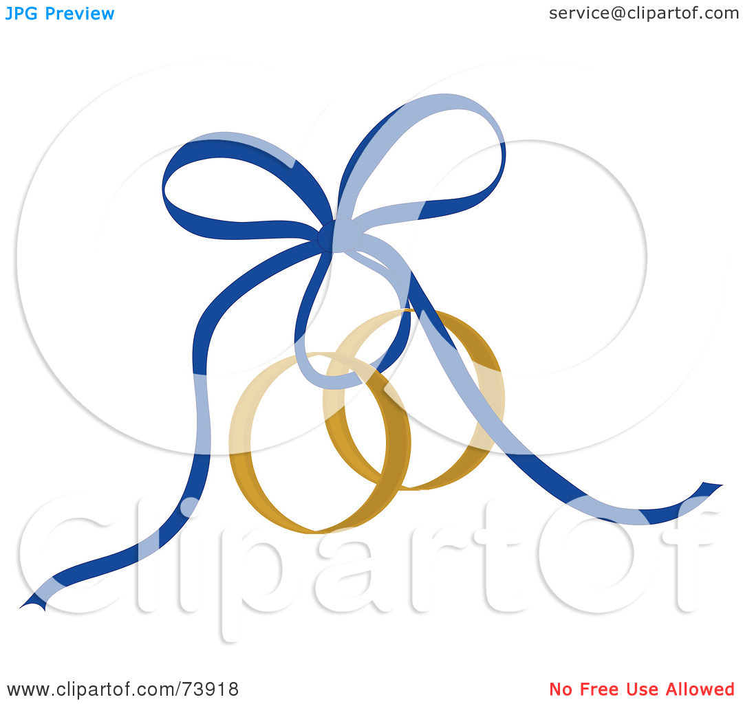 Free  Rf  Clipart Illustration Of A Blue Ribbon Securing Gold Wedding
