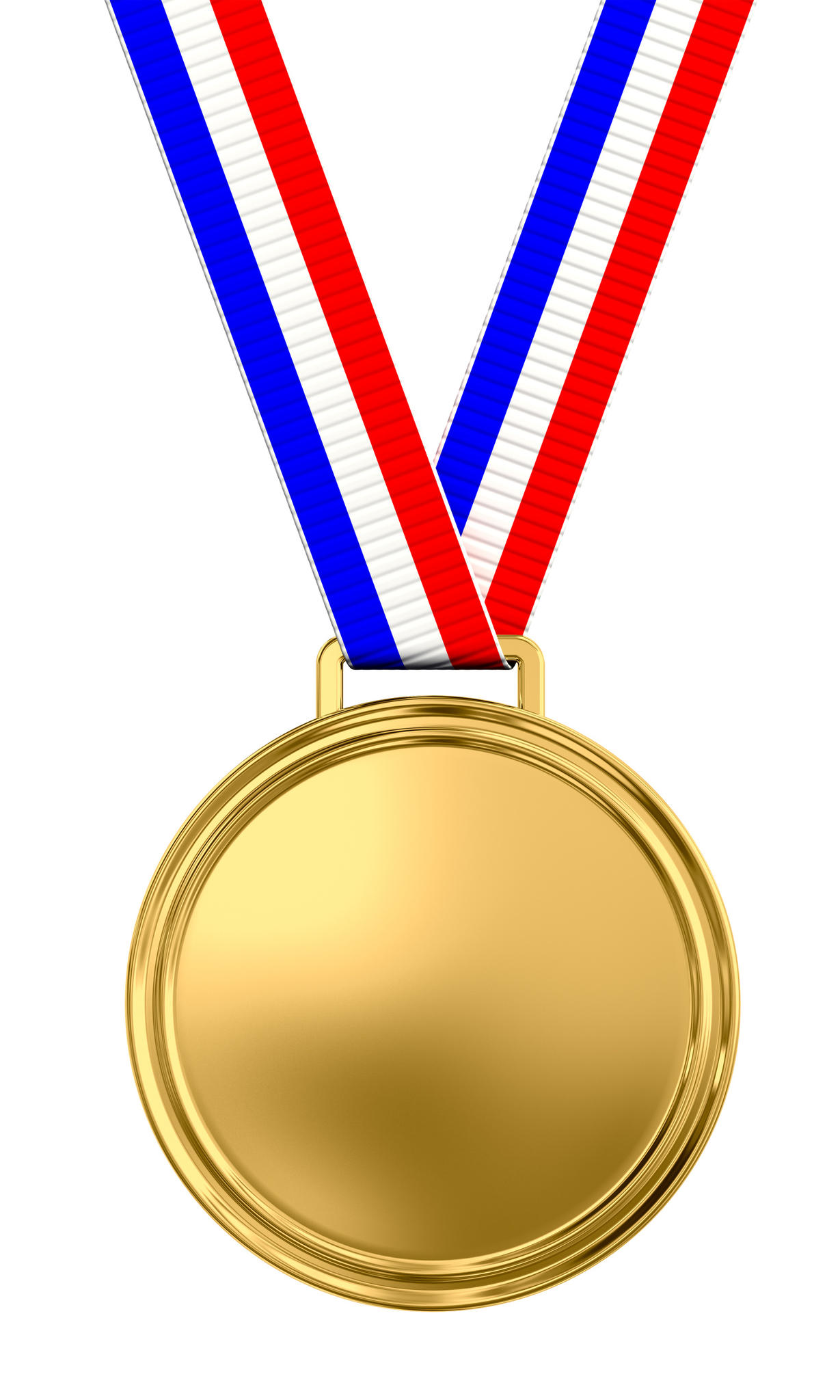 Blank Gold Medal With Tricolor Ribbon   3d Render