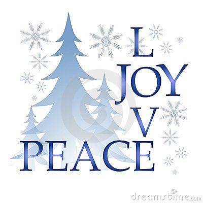 Love Joy Peace Christmas Card With Tree And Snow By Madartists Via