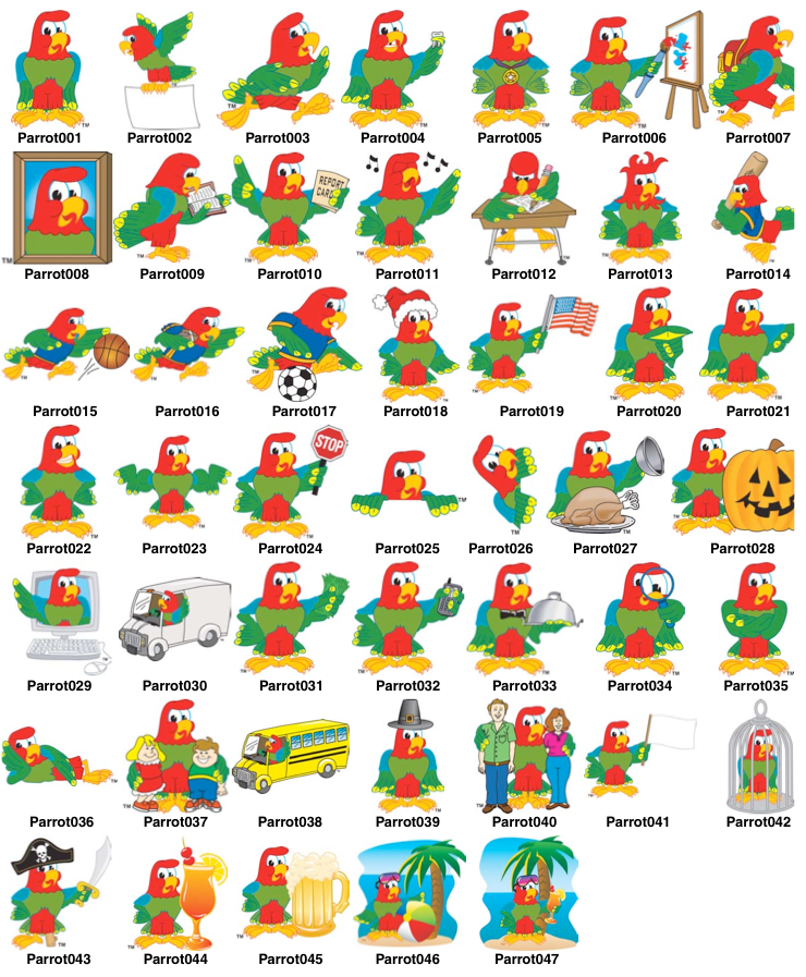 The Parrot Mascot Clipart Set Features A Cartoon Parrot In 47 Colorful