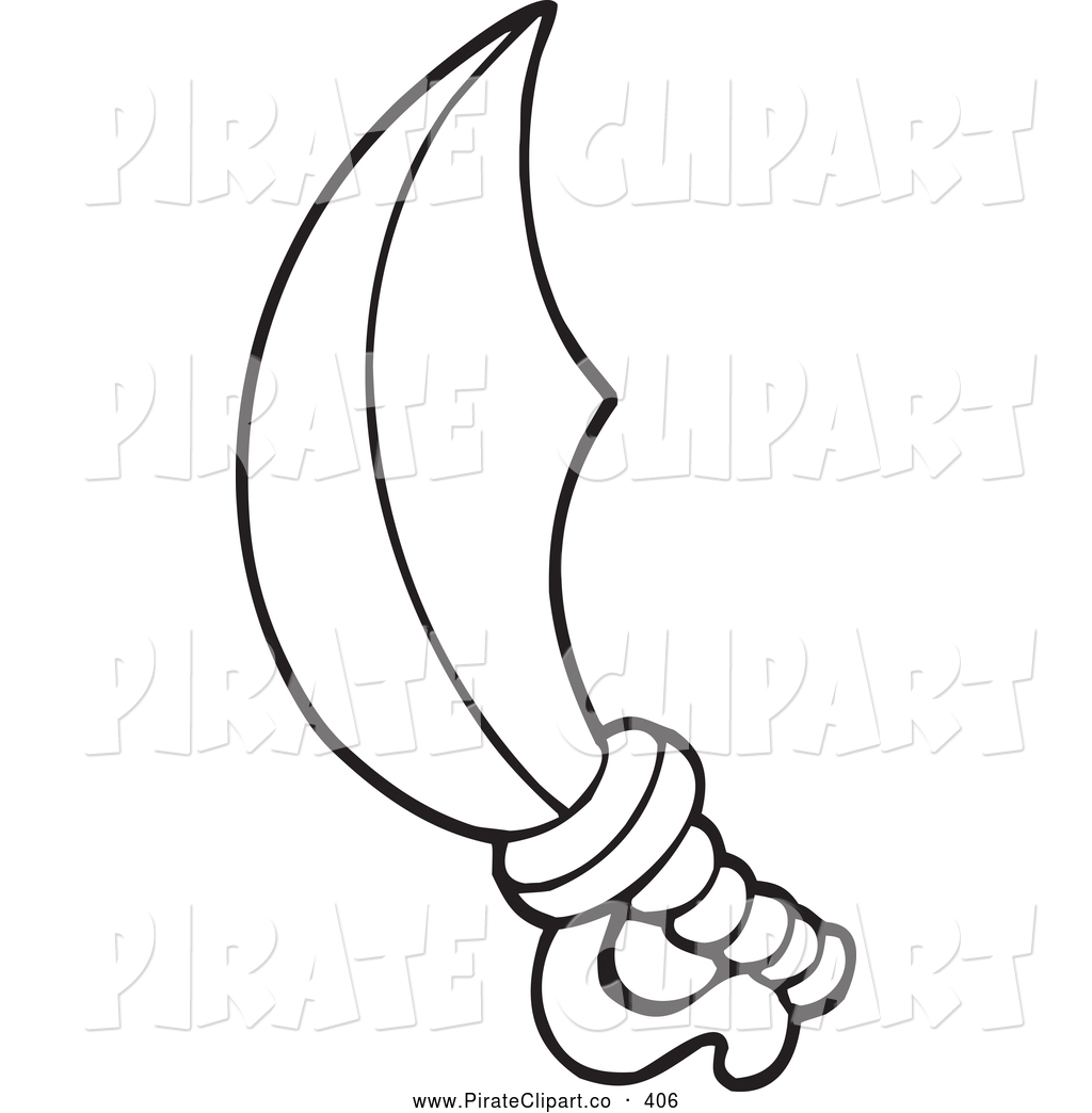 Vector Clip Art Of A Black And White Pirate Sword By Visekart    406