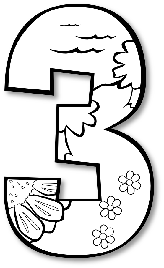 Creation Day 3 Number Ge 1 Black White Line Art Scalable Vector