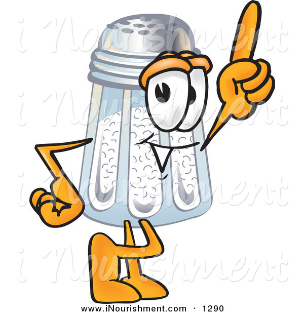 Clipart Of A Cute Salt Shaker Mascot Cartoon Character Pointing