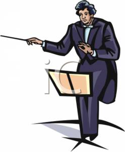 Musical Conductor Conducting A Symphony Orchestra Clipart Image