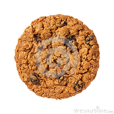 Oatmeal Raisin Cookie Isolated On A White Background The Isolation Is