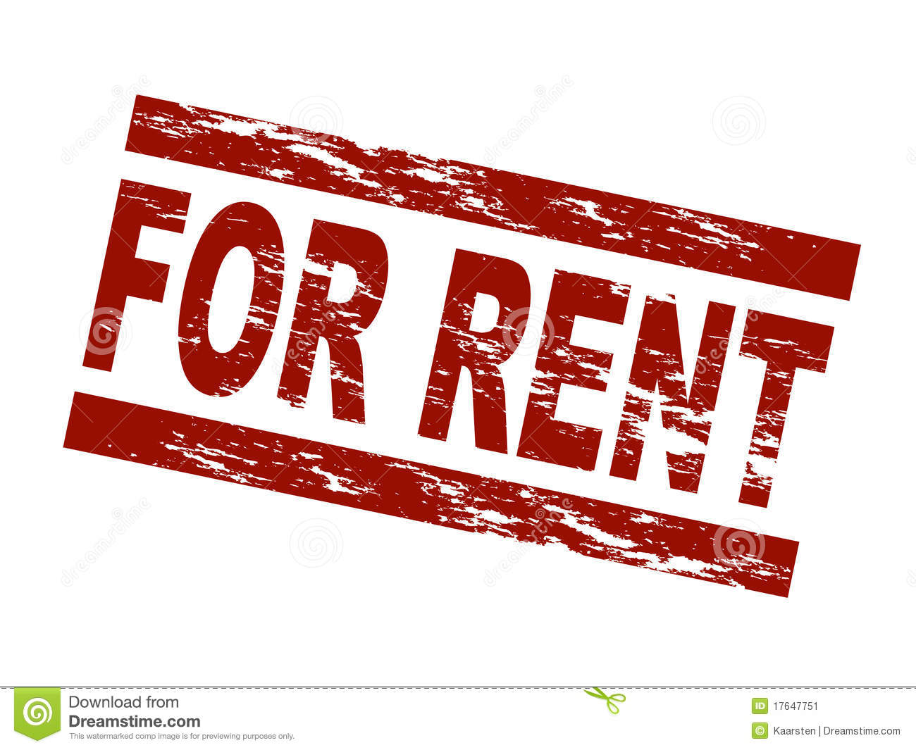 Stylized Red Stamp Showing The Term For Rent  All On White Background