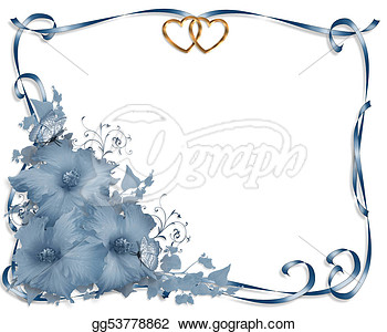 Wedding Invitation Stationery Page Background Or Border Of Blue
