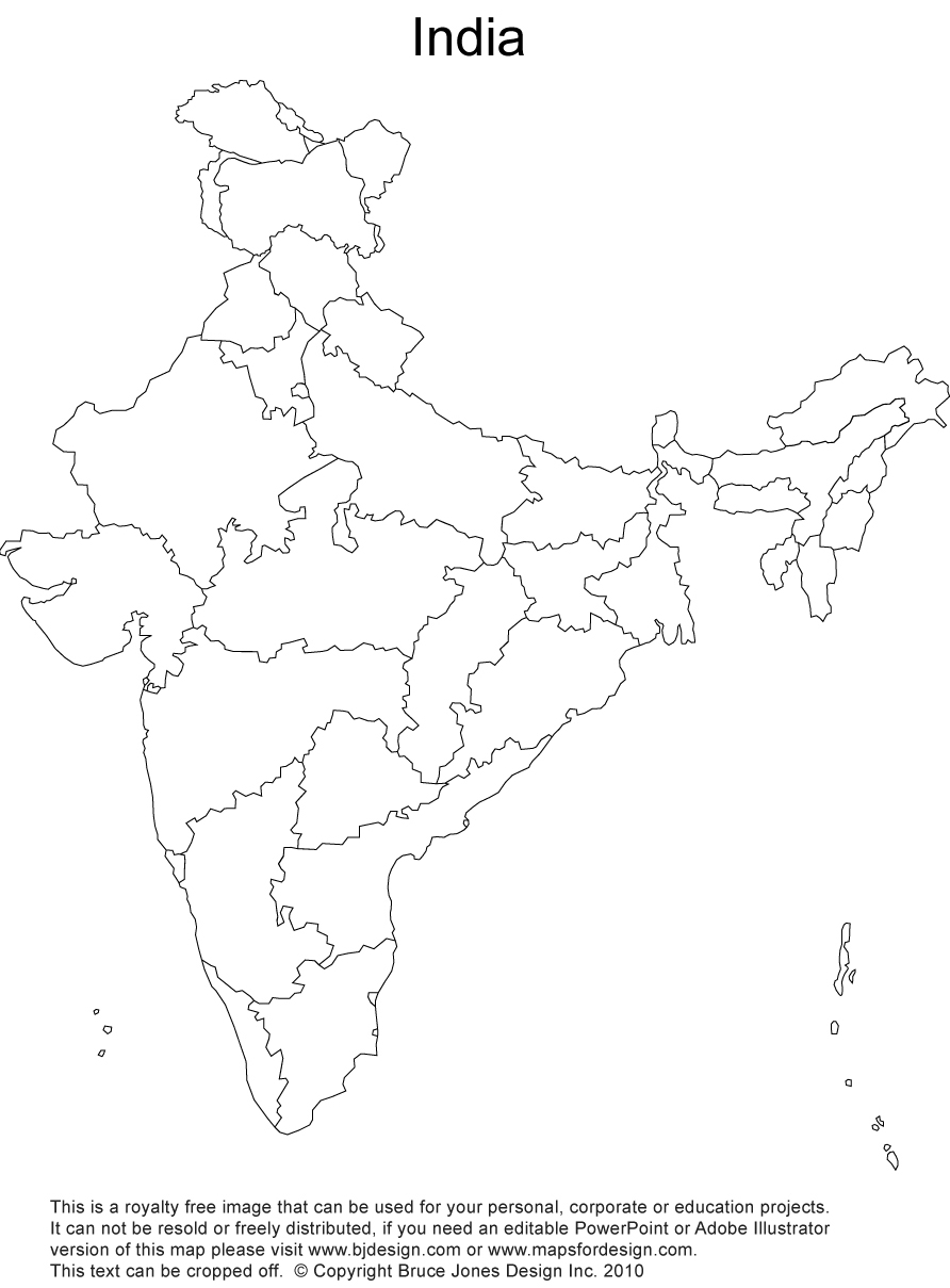Free Printable Blank India Map With Administrative Districts