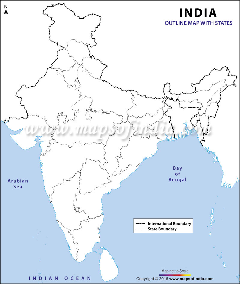 Outline Map Of India Political