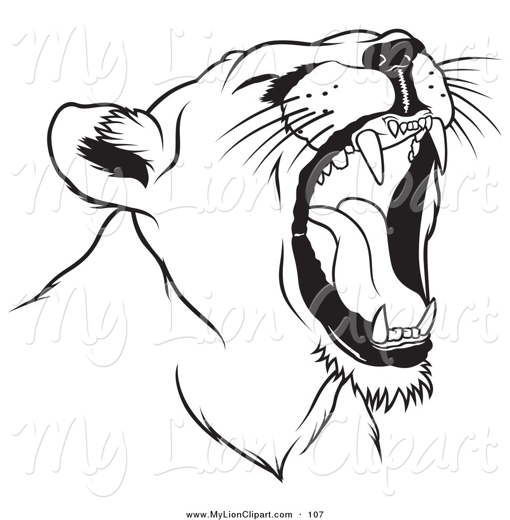 Roaring Female Lion Head Facing Right Lion Clip Art Dero