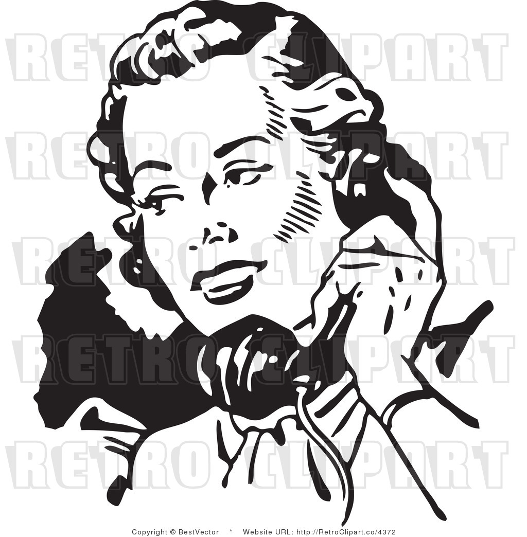 Royalty Free Retro Lady Talking On A Phone By Bestvector    4372
