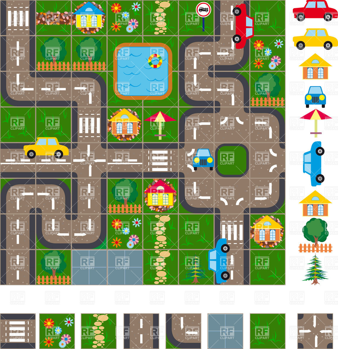 City Streets Of Small Town Download Royalty Free Vector Clipart  Eps