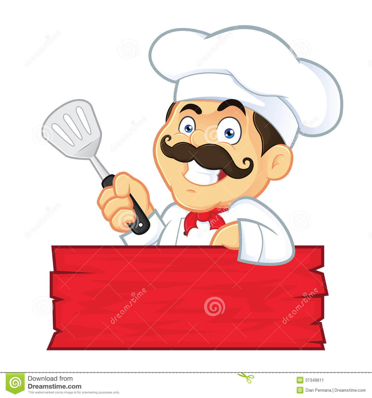Clipart Picture Of A Chef Cartoon Character Holding Spatula