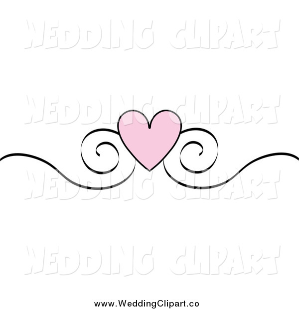 Marriage Clipart Of A Pink Heart And Sketched Black Scroll Design Edge