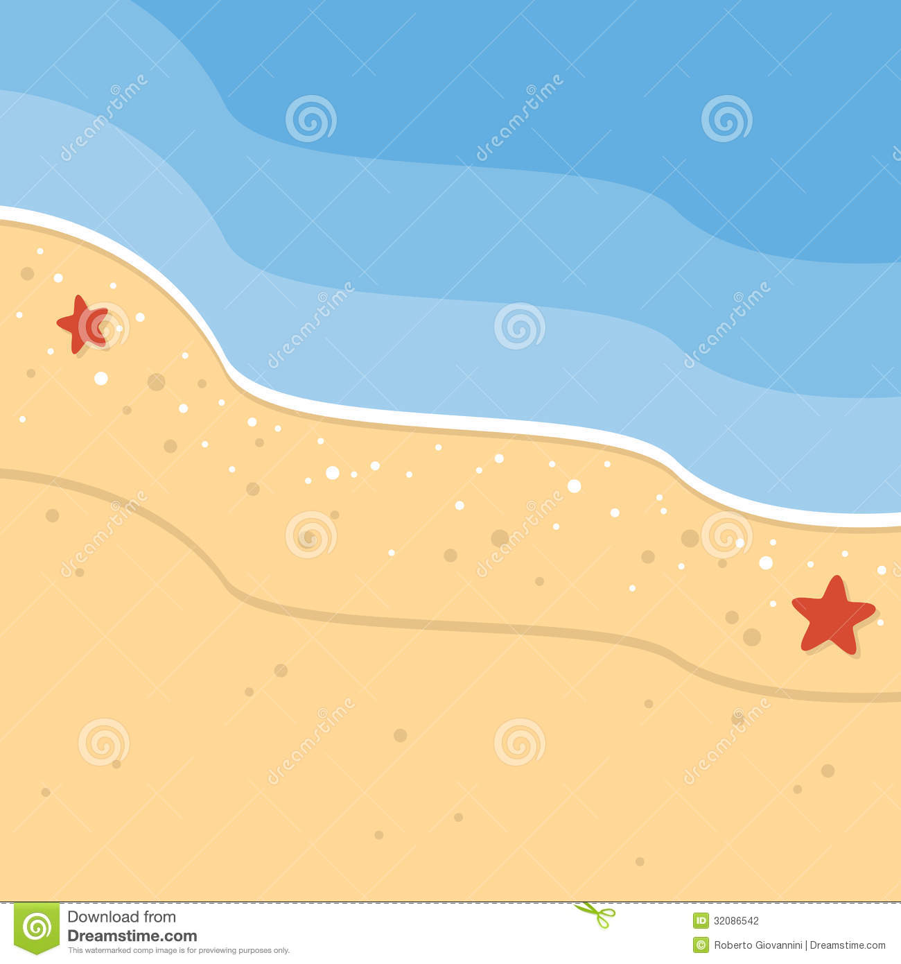 Sand Beach Tropical Seashore Background With Starfish And The Sea