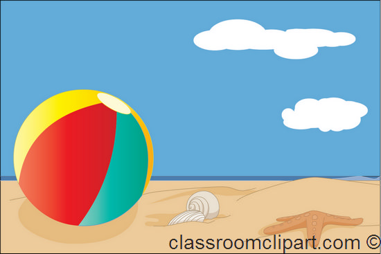 Summer   Beach Ball On Sand 08   Classroom Clipart