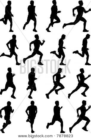 Picture Or Photo Of Running Man Black Silhouettes Sixteen Different