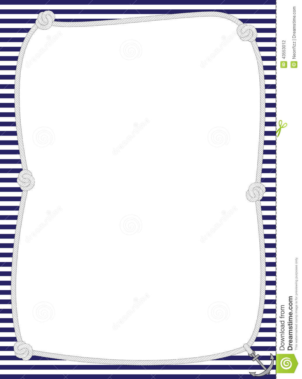 Rope Border With Navy Striped Background For Nautical Themed Designs