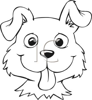 Royalty Free Clipart Image  Black And White Cartoon Of A Dog Face