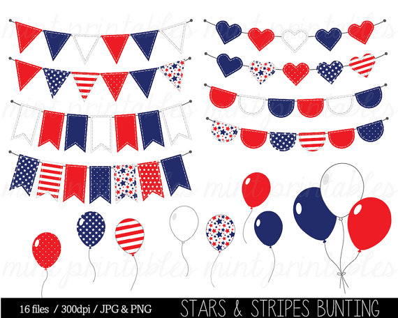 Bunting Clipart Stars And Stripes Clip Art Red White Blue Fourth Of    