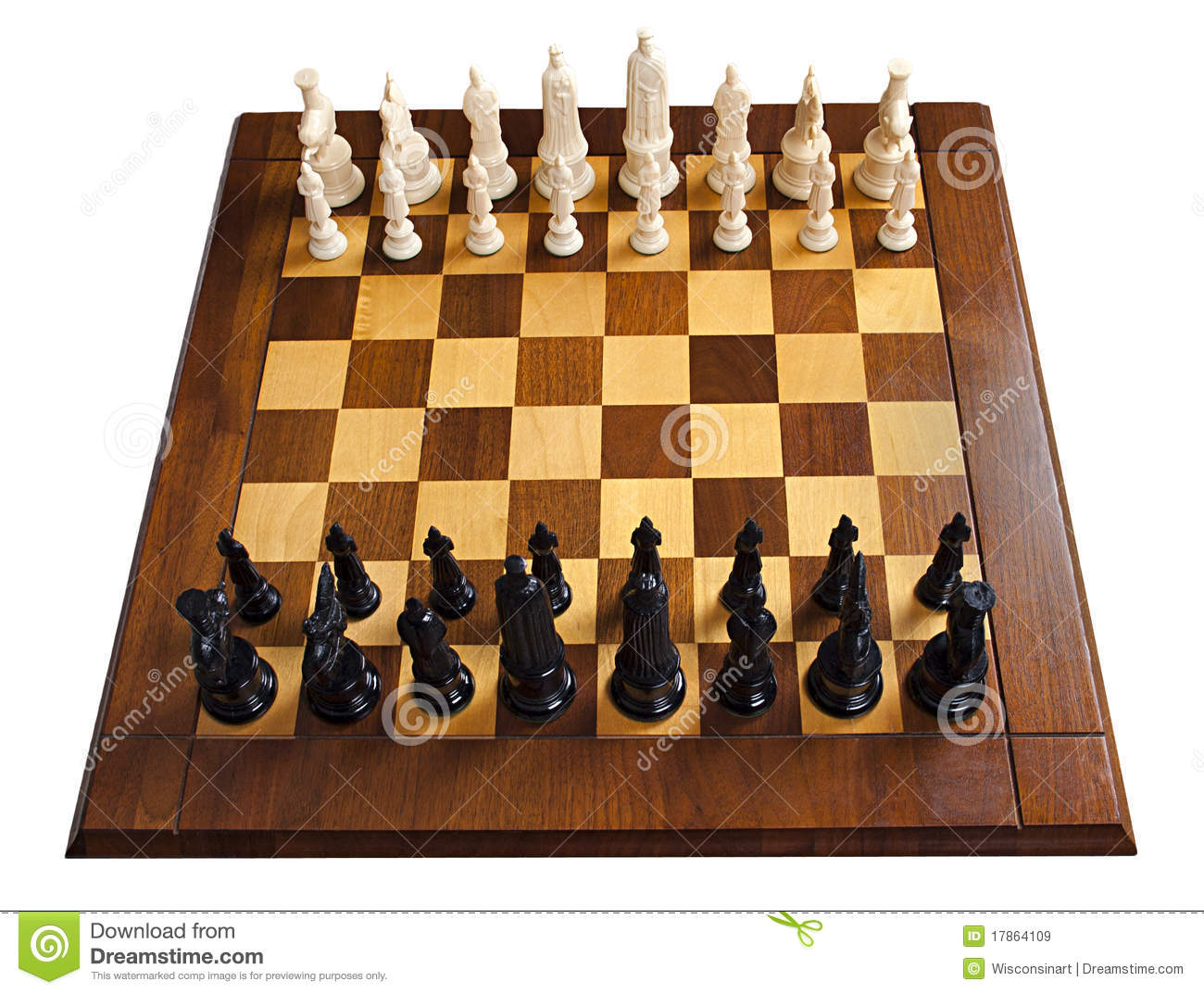 Chess Game And Wooden Game Board  Isolated On White  Pieces Include