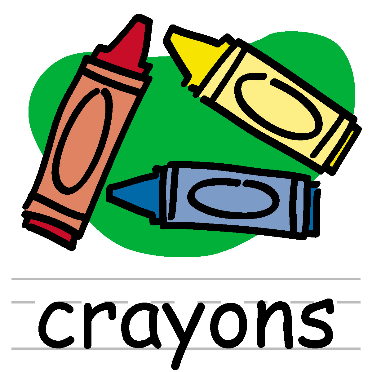 Clip Art  Basic Words  Crayons Color Labeled