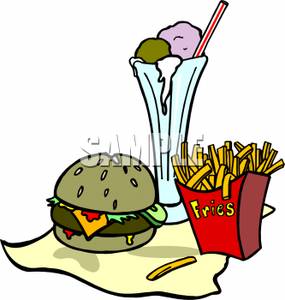 Milkshake With A Burger And Fries Clipart Picture