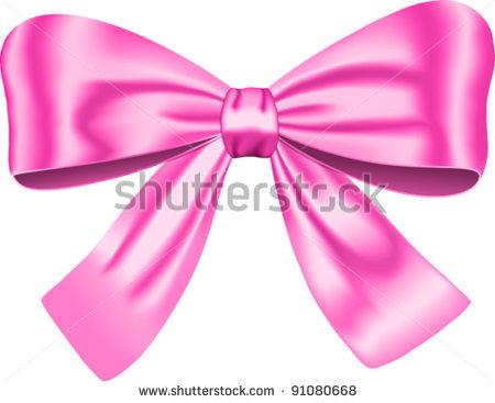 Pink Gift Bow Isolated On White Background  Vector Illustration