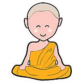 Buddhist Monk Cartoon Hand Drawn   Clipart Graphic