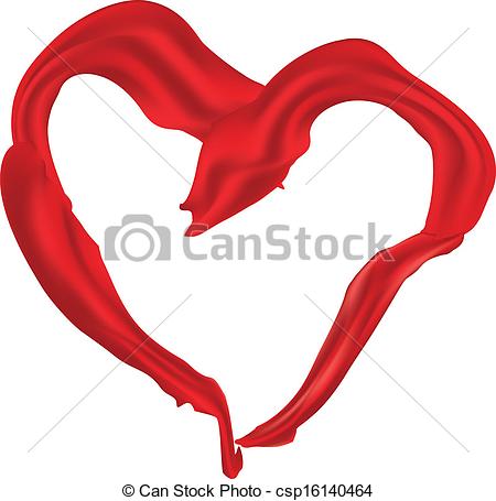Clip Art Vector Of Heart Shaped Red Scarf   Heart Shaped Elegant Red