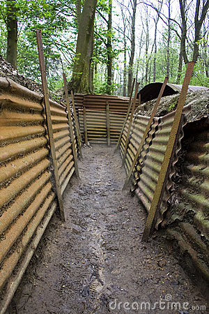Corrugated Trenches From The First World War At A Memorial In Belgium