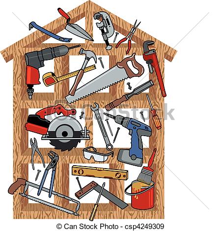 Eps Vectors Of House Construction   Construction Tools In Wood Frame