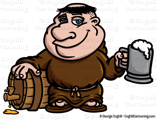 Monk Friar With Keg Of Beer Clipart Graphic   Royalty Free Vector Clip    