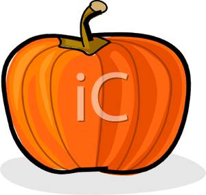     Of A Bright Orange Pumpkin With A Stem   Royalty Free Clipart Picture